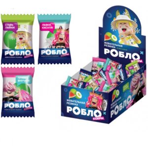 РОБЛОКСЕРЫ FIL1KTOP, БАБКА ШОУ, ЖЕНЯША BUBBLE BAR Жевательная резинка дражированная с начинкой 1кор*12бл*100шт, 4г.