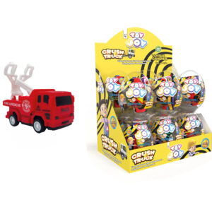 Яйцо огромное Пластик "CRASH TRUCK" с игрушкой и драже сахарное 1кор*6бл*12шт,20г