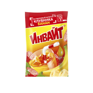 Растворимый напиток ИНВАЙТ Клубника-Банан 1кор*6бл*24шт,12гр