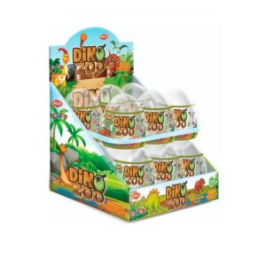 Яйцо огромное Пластик "DINOZOO" с игрушкой и драже сахарное 1кор*6бл*12шт,20г