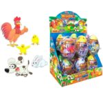 Яйцо огромное Пластик "MAGIC FARM" с игрушкой и драже сахарное 1кор*6бл*12шт,20г